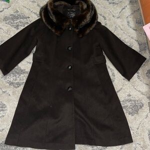 1 Madison Heavy Wool Blend Luxury Boho faux Fur peacoat